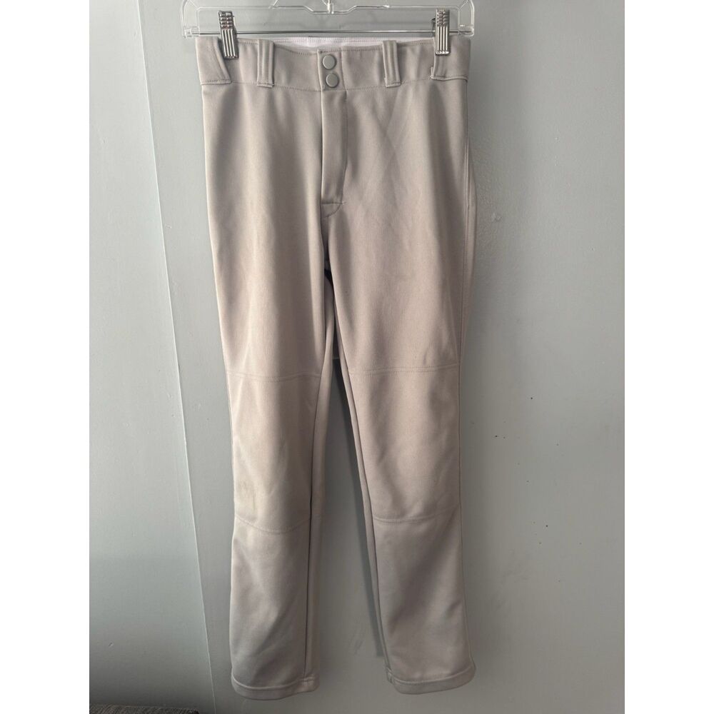 Easton Light Grey Youth Large Baseball Pants with Navy Blue Belt